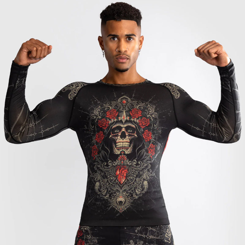 Santa Muerte 5.0 Long Sleeve Rashguard Deep Black Gold