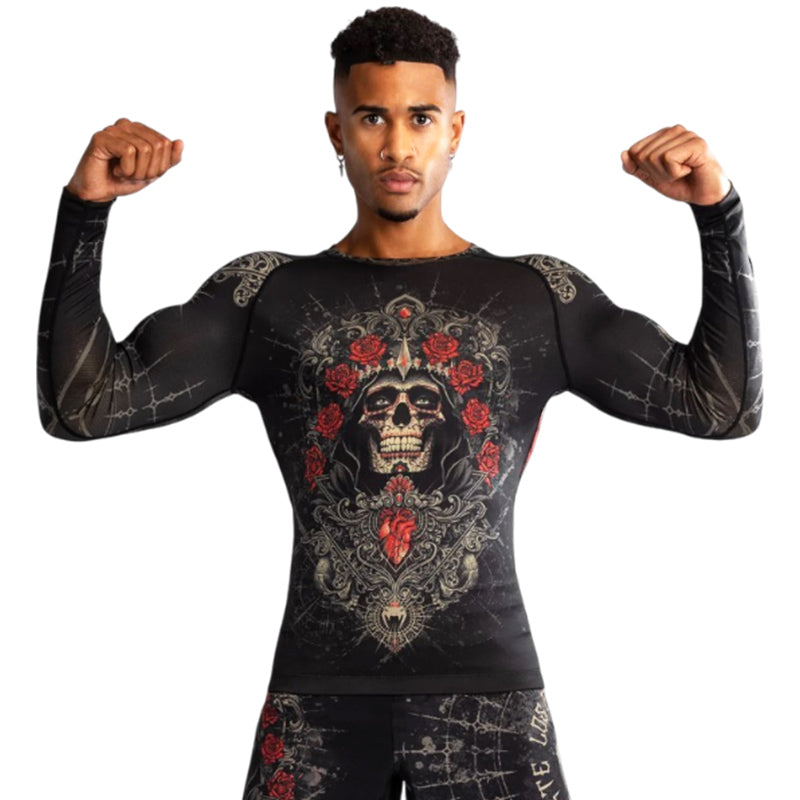 Santa Muerte 5.0 Long Sleeve Rashguard Deep Black Gold