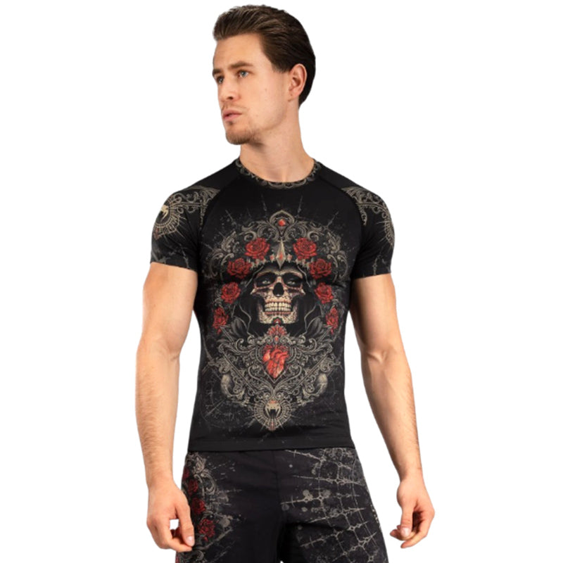 Santa Muerte 5.0 Short Sleeve Rashguard Deep Black Gold