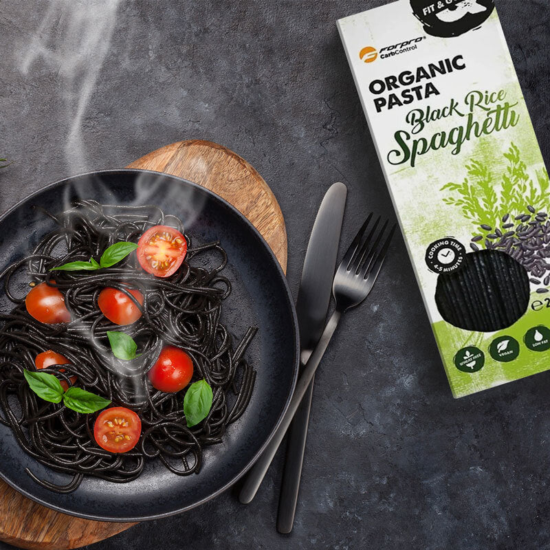 Black rice pasta spaghetti bio