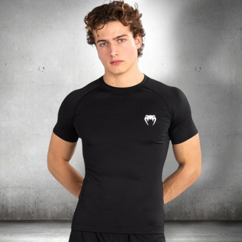 Contender Men Short Sleeve Rashguard Black White-Venum